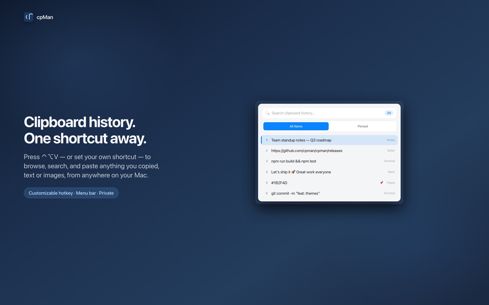 cpMan clipboard picker